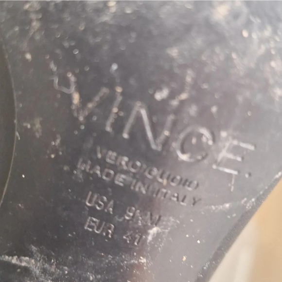 Vince made in Italy western style toe black leather booties SZ 9.5 - Picture 10 of 11